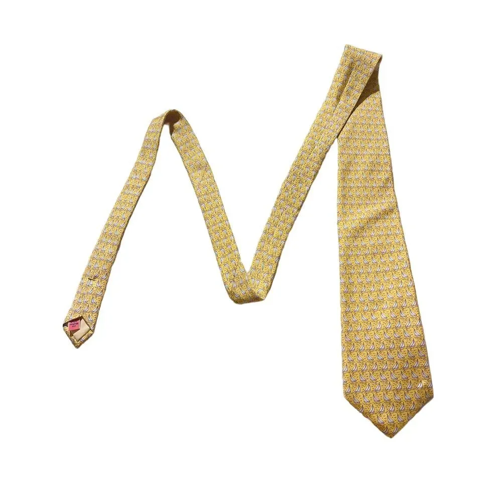 Vineyard Vines Martha's‎ Vineyard Sailboat Print Silk Tie Yellow Nautical Z-2
